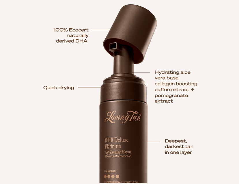 FAQ Banner of 8 HR Deluxe Platinum Self-Tanning Mousse